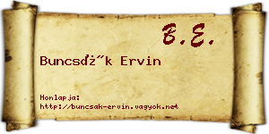 Buncsák Ervin névjegykártya