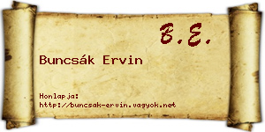 Buncsák Ervin névjegykártya